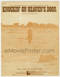 3m359 PAT GARRETT & BILLY THE KID sheet music 1973 Knockin' on Heaven's Door by Bob Dylan!