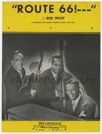 3m371 ROUTE 66! sheet music 1946 by Bob Troup, portrait of Nat King Cole in the King Cole Trio!