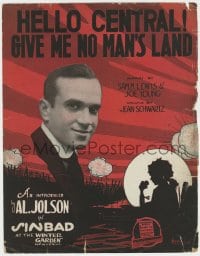 3m377 SINBAD stage play sheet music 1921 Al Jolson, Hello Central! Give Me No Man's Land!