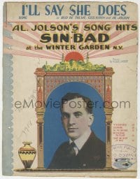 3m378 SINBAD stage play sheet music 1921 Al Jolson's song hits, I'll Say She Does!