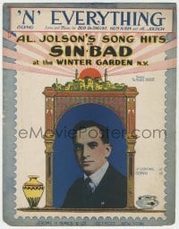 3m379 SINBAD stage play sheet music 1921 Al Jolson's song hits, 'N' Everything!