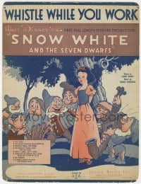 3m381 SNOW WHITE & THE SEVEN DWARFS sheet music 1937 Disney cartoon classic, Whistle While You Work