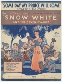 3m382 SNOW WHITE & THE SEVEN DWARFS sheet music 1937 Disney classic, Some Day My Prince Will Come!