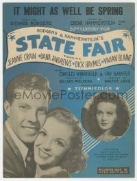 3m390 STATE FAIR sheet music 1945 Jeanne Crain, Rogers & Hammerstein, It Might As Well Be Spring