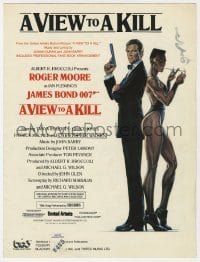 3m406 VIEW TO A KILL sheet music 1985 art of James Bond & Grace Jones by Goozee, the title song!