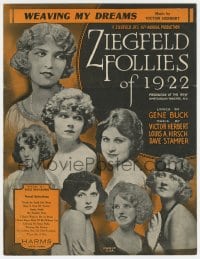 3m419 ZIEGFELD FOLLIES OF 1922 stage play sheet music 1922 Victor Herbert's Weaving My Dreams!