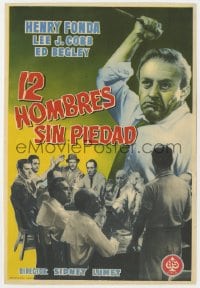 3m642 12 ANGRY MEN 8x11 Spanish herald 1958 different image of Lee J Cobb w/murder weapon over jury!