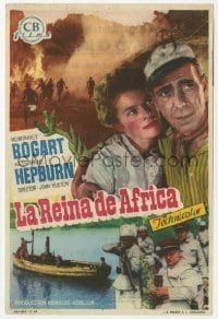 3m654 AFRICAN QUEEN Spanish herald 1952 different image of Humphrey Bogart & Katharine Hepburn!