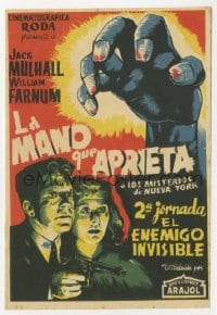 3m690 CLUTCHING HAND Spanish herald 1936 different art of disembodied hand over top stars!