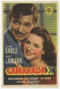 3m692 COMRADE X Spanish herald 1940 romantic close up of Hedy Lamarr embracing Clark Gable!