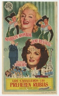 3m748 GENTLEMEN PREFER BLONDES Spanish herald 1955 sexy Marilyn Monroe & Jane Russell, different!