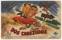 3m770 HERE COME THE CO-EDS Spanish herald 1945 wacky art of Bud Abbott & Lou Costello in car!