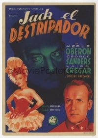 3m816 LODGER Spanish herald 1945 Laird Cregar as Jack the Ripper, Sanders, Oberon, Soligo art!