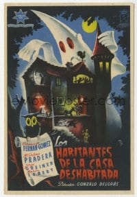 3m817 LOS HABITANTES DE LA CASA DESHABITADA Spanish herald 1946 great MCP art of haunted house!