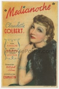 3m827 MIDNIGHT Spanish herald 1943 great different close up of Claudette Colbert wearing fur!