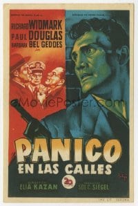 3m870 PANIC IN THE STREETS Spanish herald 1951 Soligo art of Widmark & Palance, Elia Kazan noir!