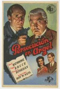 3m891 PURSUIT TO ALGIERS Spanish herald 1945 Basil Rathbone as Sherlock Holmes, Bruce as Watson!