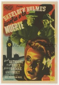 3m924 SHERLOCK HOLMES FACES DEATH Spanish herald 1945 Basil Rathbone & Nigel Bruce as Dr. Watson!