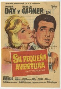 3m964 THRILL OF IT ALL Spanish herald 1963 wonderful MCP art of Doris Day kissing James Garner!