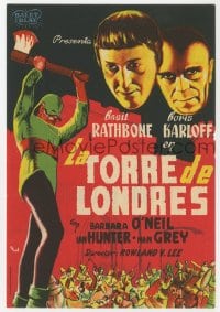 3m971 TOWER OF LONDON Spanish herald 1944 Boris Karloff, Basil Rathbone, MCP executioner art!