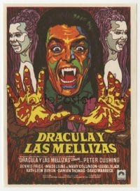3m974 TWINS OF EVIL Spanish herald 1972 cool completely different vampire art by Mac Gomez!