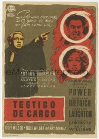 3m992 WITNESS FOR THE PROSECUTION Spanish herald 1958 different MCP art of Power, Dietrich, Laughton