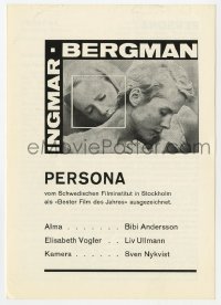 3m056 PERSONA 4pg Swiss trade ad 1966 Ingmar Bergman classic, Bibi Andersson, Liv Ullmann, Nykvist