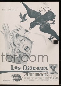 3m203 BIRDS French pressbook 1963 Tippi Hedren, Alfred Hitchcock, posters shown with Grinsson art!