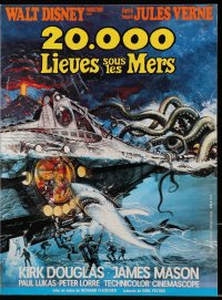 3m192 20,000 LEAGUES UNDER THE SEA French pressbook R1970s Jules Verne classic, art of divers!