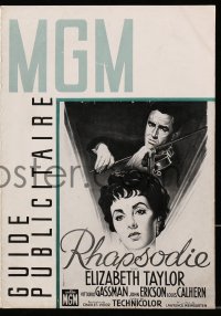 3m248 RHAPSODY French pressbook 1954 Elizabeth Taylor must possess Vittorio Gassman, posters shown!