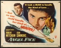 3p716 ANGEL FACE style A 1/2sh 1953 Robert Mitchum, Jean Simmons, Otto Preminger, Howard Hughes!