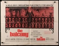 3p725 BALCONY 1/2sh 1963 Jean Genet's erotic world where men's strange desires are fulfilled!