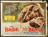 3p742 BRIDE & THE BEAST 1/2sh 1958 Ed Wood classic, wacky art of huge ape holding sexy girl!