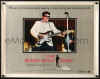 3p745 BUDDY HOLLY STORY 1/2sh 1978 great image of Gary Busey performing on stage with guitar!