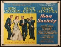 3p818 HIGH SOCIETY style B 1/2sh 1956 Frank Sinatra, Bing Crosby, Grace Kelly & Louis Armstrong!