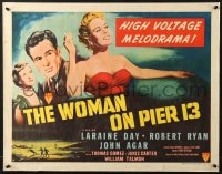 3p825 I MARRIED A COMMUNIST style A 1/2sh 1950 sexy smoking Janis Carter, Robert Ryan, Woman on Pier 13!