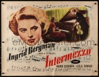 3p828 INTERMEZZO style A 1/2sh R1947 Ingrid Bergman headshot + at piano with Leslie Howard!
