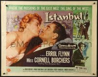 3p831 ISTANBUL style B 1/2sh 1957 Errol Flynn & Cornell Borchers, where passions & sins meet!