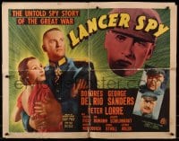 3p844 LANCER SPY style B 1/2sh 1937 art of pretty Dolores del Rio, young George Sanders, Peter Lorre!