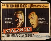 3p865 MARNIE 1/2sh 1964 different split image of Sean Connery & Tippi Hedren, Alfred Hitchcock