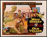 3p891 OLD YELLER 1/2sh 1957 Dorothy McGuire, Fess Parker, art of Walt Disney's most classic canine!