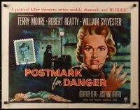 3p908 POSTMARK FOR DANGER style A 1/2sh 1956 Terry Moore is hunted by the postcard killer!