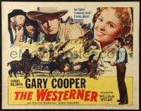 3p989 WESTERNER 1/2sh R1954 William Wyler directed, Gary Cooper, Dana Andrews, Walter Brennan!
