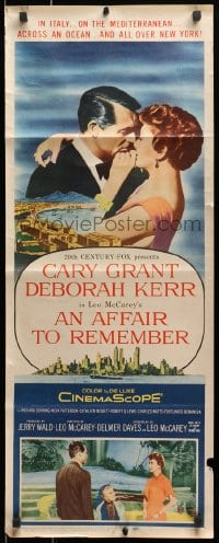 3p011 AFFAIR TO REMEMBER insert 1957 romantic close-up art of Cary Grant & Deborah Kerr!