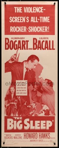 3p031 BIG SLEEP insert R1954 Humphrey Bogart, sexy Lauren Bacall, Howard Hawks