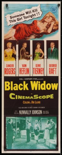 3p032 BLACK WIDOW insert 1954 Ginger Rogers, Gene Tierney, Van Heflin, George Raft, sexy art!