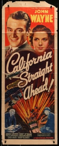 3p041 CALIFORNIA STRAIGHT AHEAD insert 1937 John Wayne, trucks/train cross country, ultra-rare!