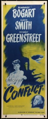 3p053 CONFLICT insert R1956 close up of Humphrey Bogart, sexy Alexis Smith & Sydney Greenstreet!