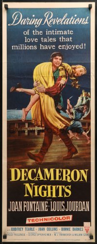 3p068 DECAMERON NIGHTS insert 1953 Hugo Fregonese directed, Joan Fontaine & Louis Jourdan!