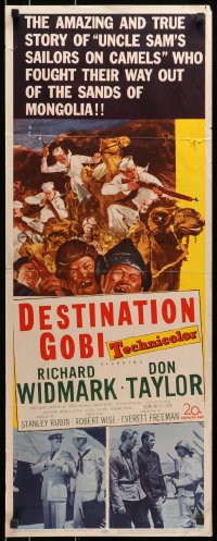 3p073 DESTINATION GOBI insert 1953 Navy sailor Richard Widmark fighting in China, Robert Wise!